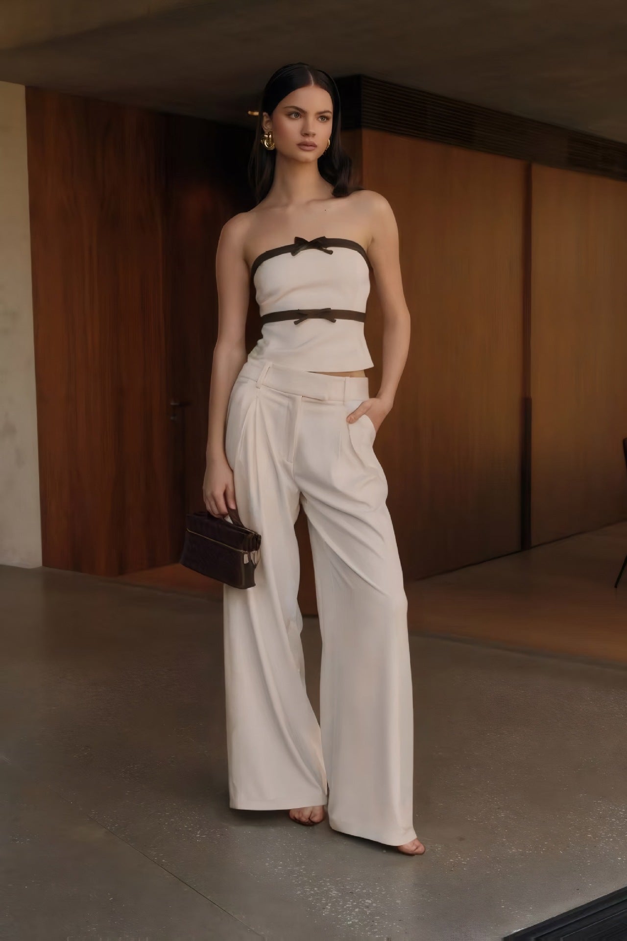 Slim Texture Feeling Slightly Pull Tall Wide Leg Pants Drooping Straight Summer Thin Design Pants Women