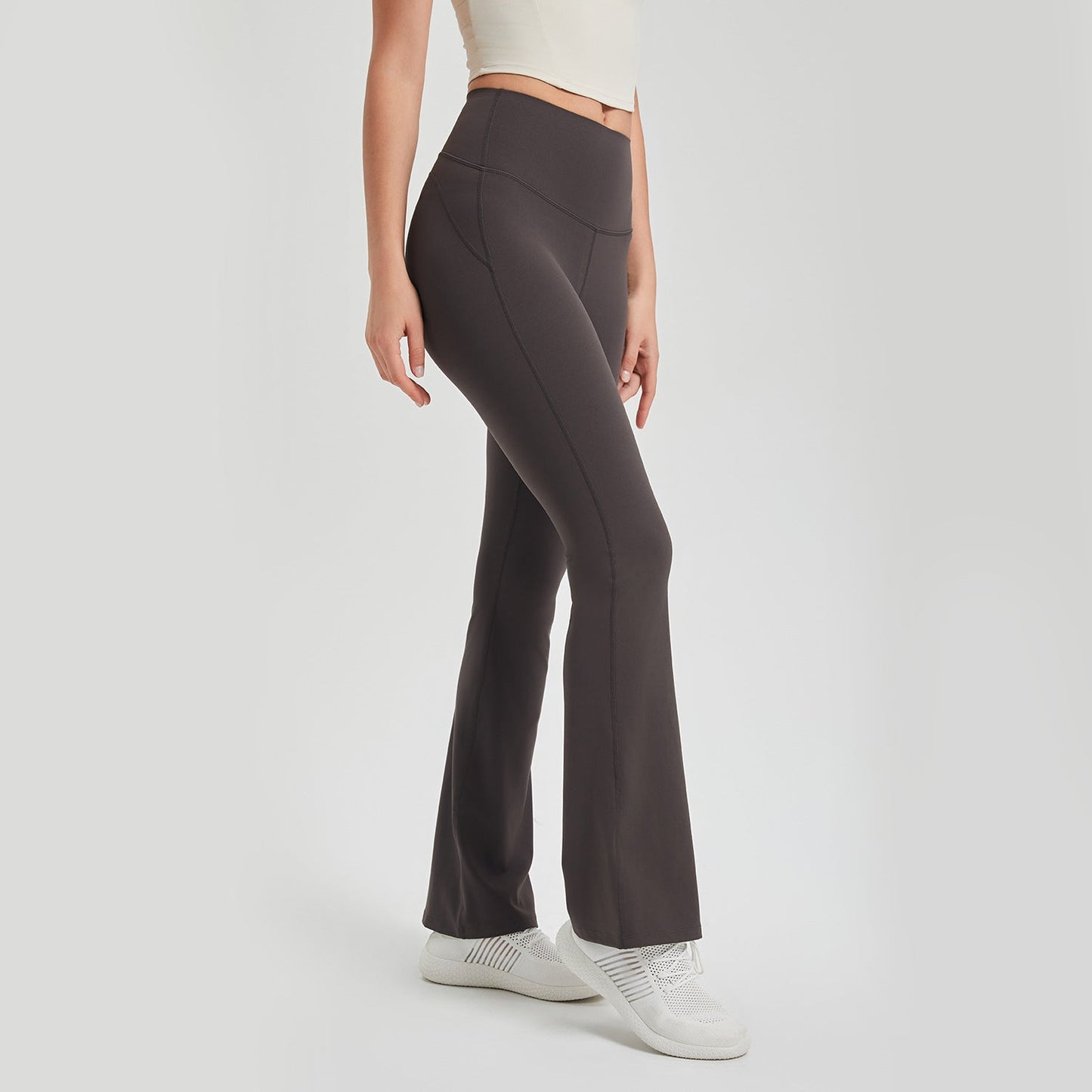 Antibacterial Wear Free Underwear High Waist Peach Hip Raise Yoga Pants Anti Curling Outer Wear Running Workout Pants Fitness Bootcut Trousers