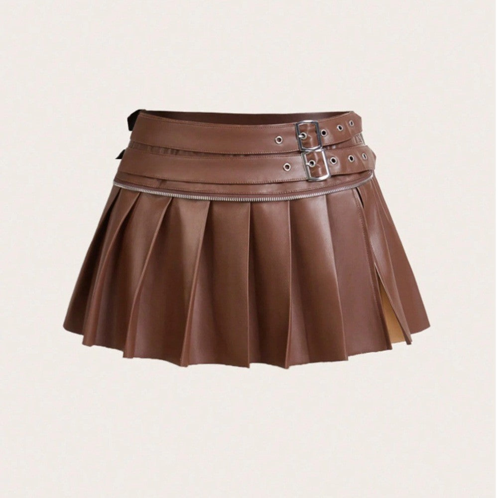 Women Clothing Sexy Pleated Skirt Pleated Short Split Skirt