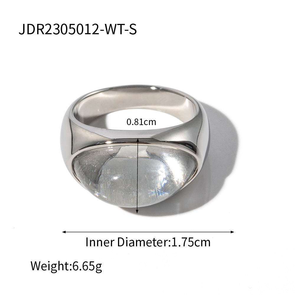 Internet Fashionable 18K Gold Stainless Steel Transparent Closed Ring Non Fading Ornament