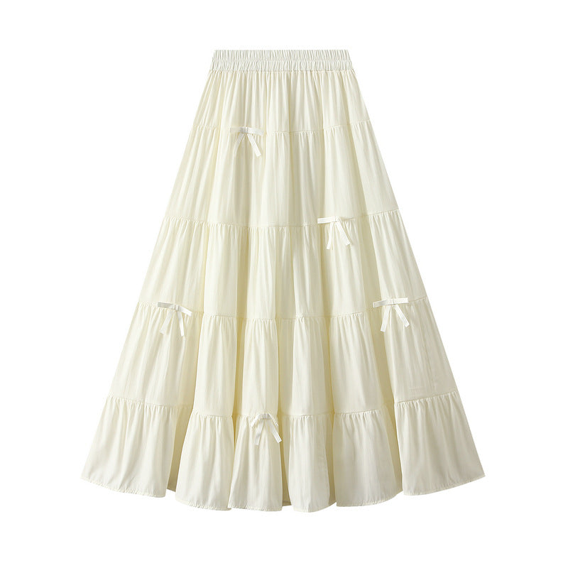 Tiered Dress Skirt Women Spring Bow High Waist A line Large Hem Umbrella Skirt Maxi Dress