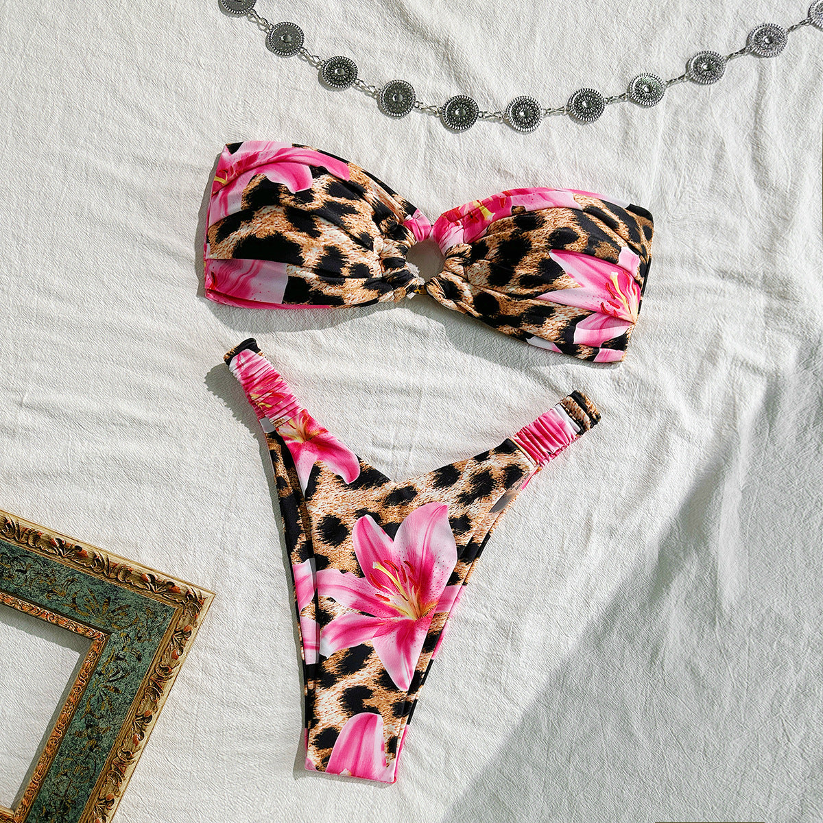Women Split Bikini Seaside Beach Swimsuit Printed Sexy Bikini