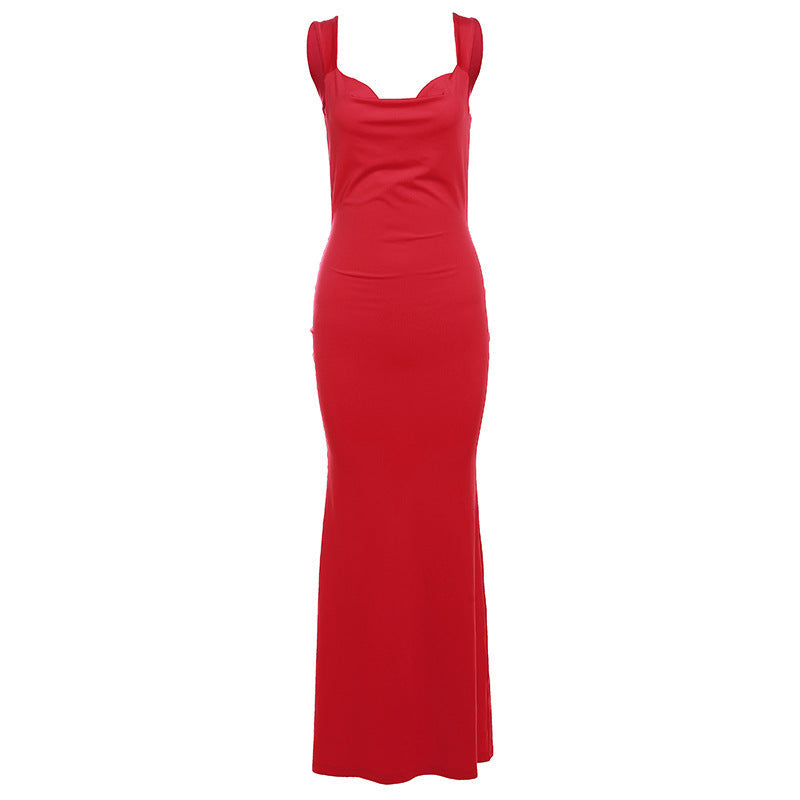 Spring Women Clothing Suspenders Sexy Backless Bow Slim Sheath Dress Women