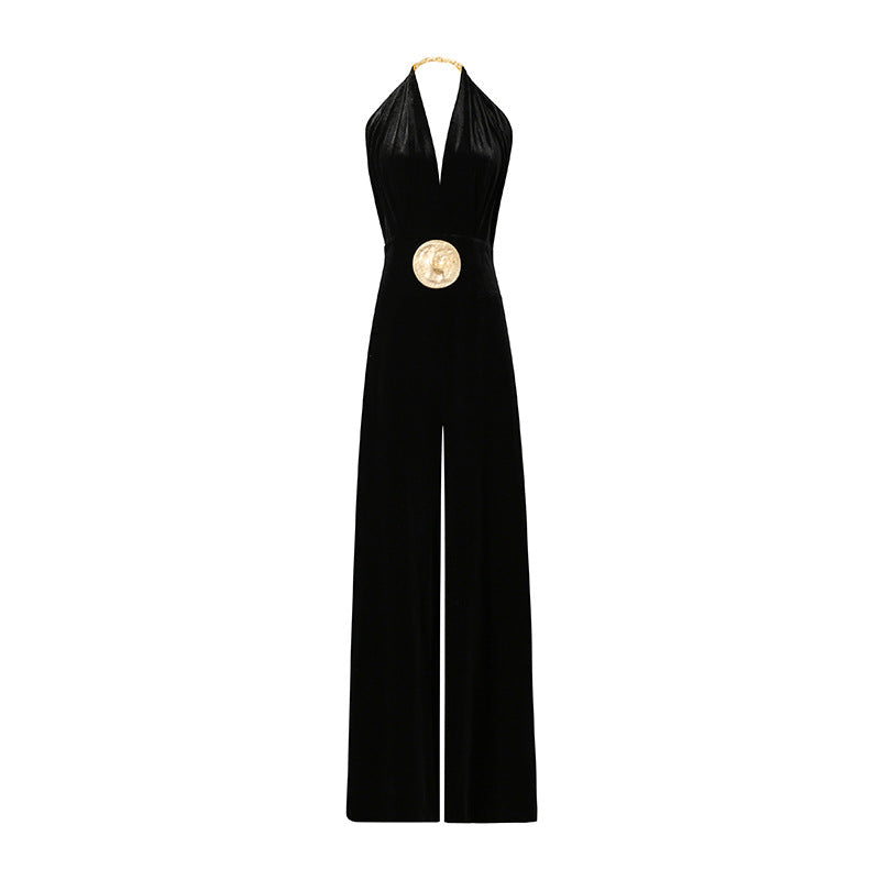 High Grade Ladies Adult Lady like Woman Halter Jumpsuit Women Summer Halter Backless Design Casual Pants