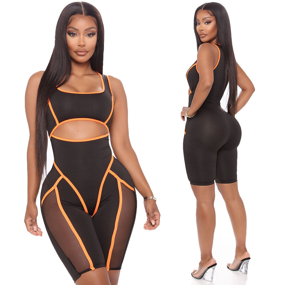 Summer Women Clothing Sexy Tight Color Matching Sleeveless for Women Romper