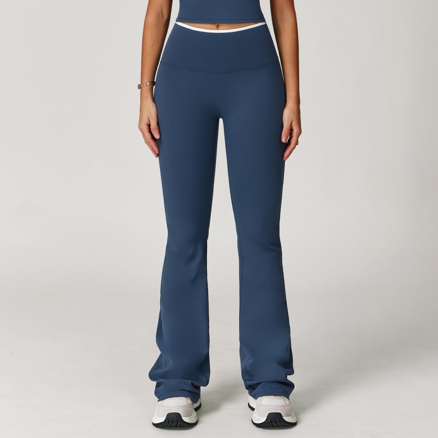Nude Feel Sports Bell Bottom Pants Contrast Color High Waist Quick-Drying Wide Leg Trousers Sports Running Fitness Bootcut Trousers