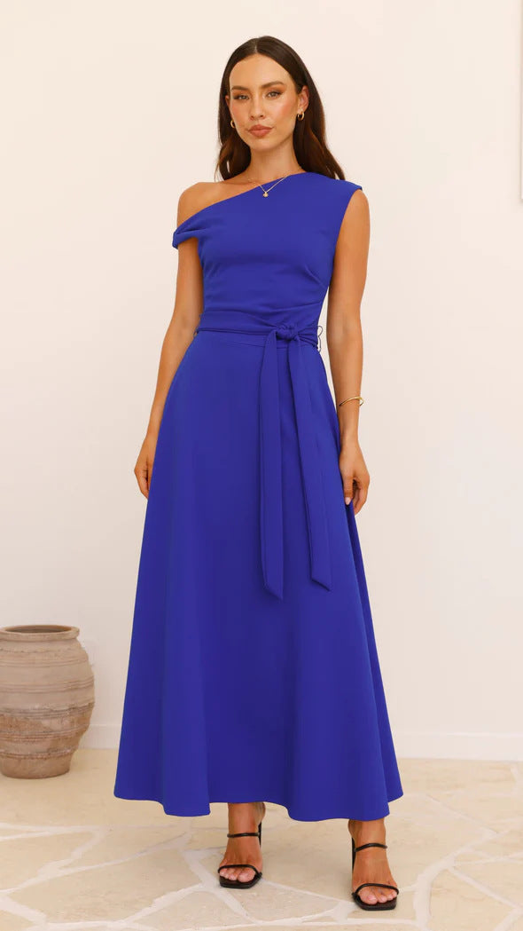 Women Summer Office Solid Color Sexy Lacing Dress