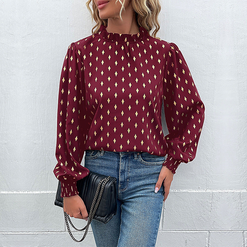 Autumn Clothing Long Sleeve Bronzing Shirt Women