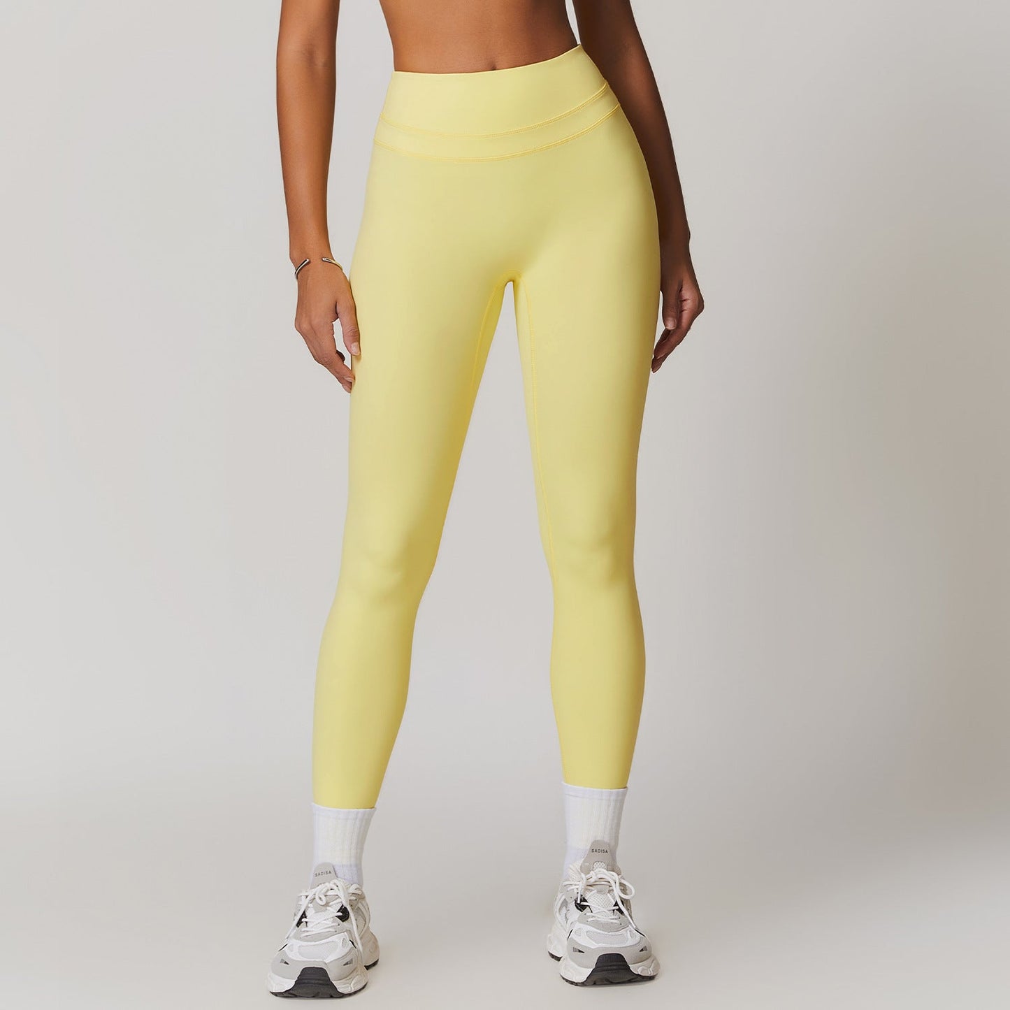 Sollinarry Brushed Tight High Waist Yoga Pants Belly Contracting Hip Raise Fitness Pants Outdoor Running Outerwear Sports Trousers