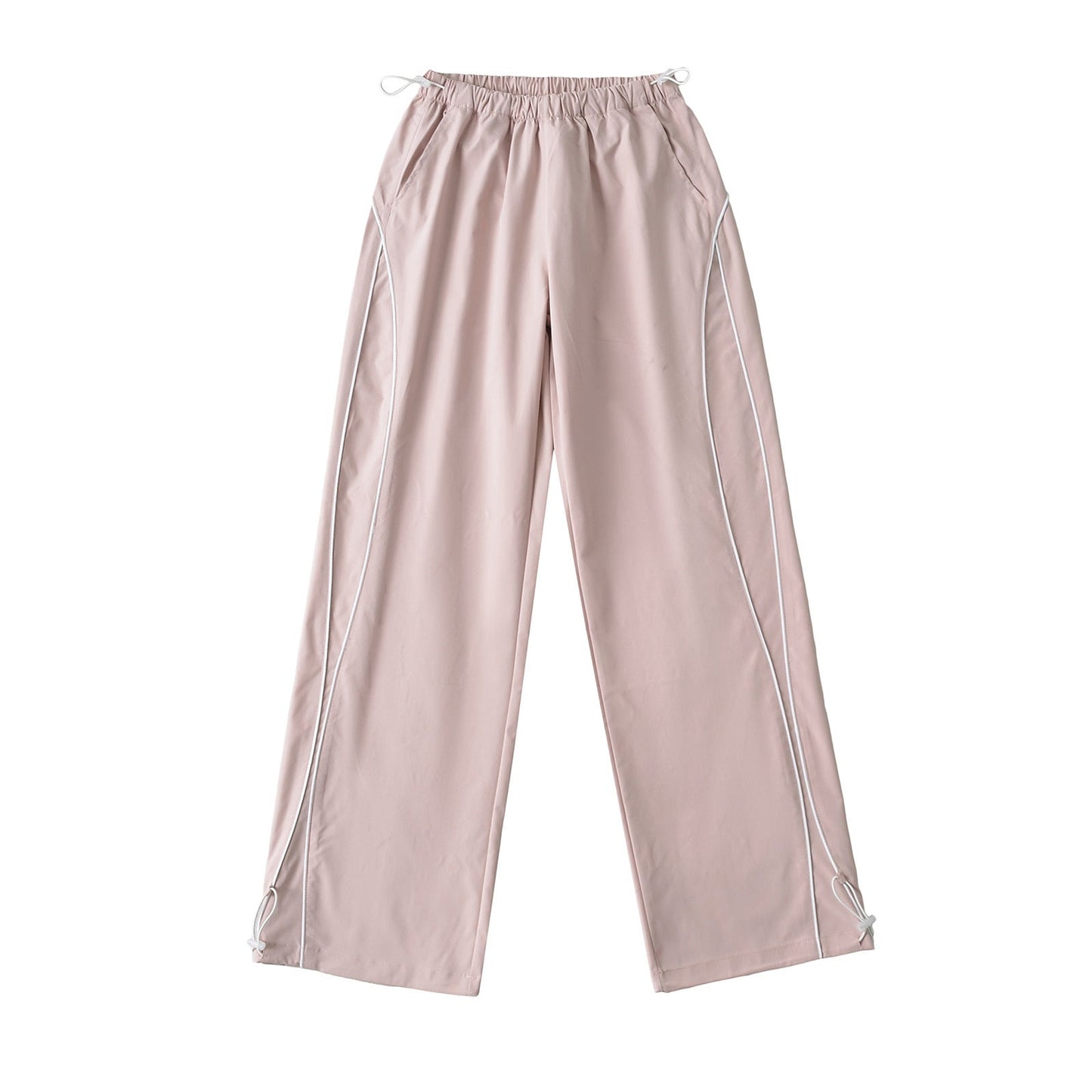 Sports Straight Casual Pants Women Summer Sexy Loose Slimming Drawstring Ankle Tied Wide Leg Pants