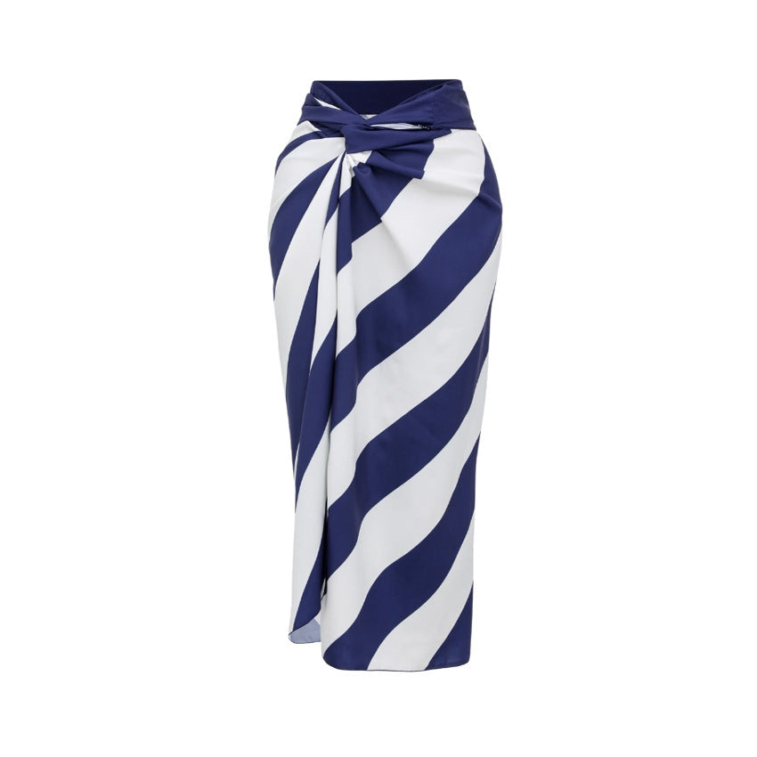 Swimsuit Navy Blue Tube Top Design One Piece Swimsuit Set for Women