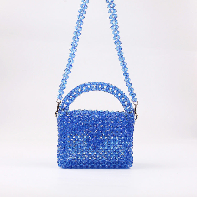 Creative Acrylic Multi Color Portable Beaded Women Bag Casual All Matching Weaving Dinner Bag