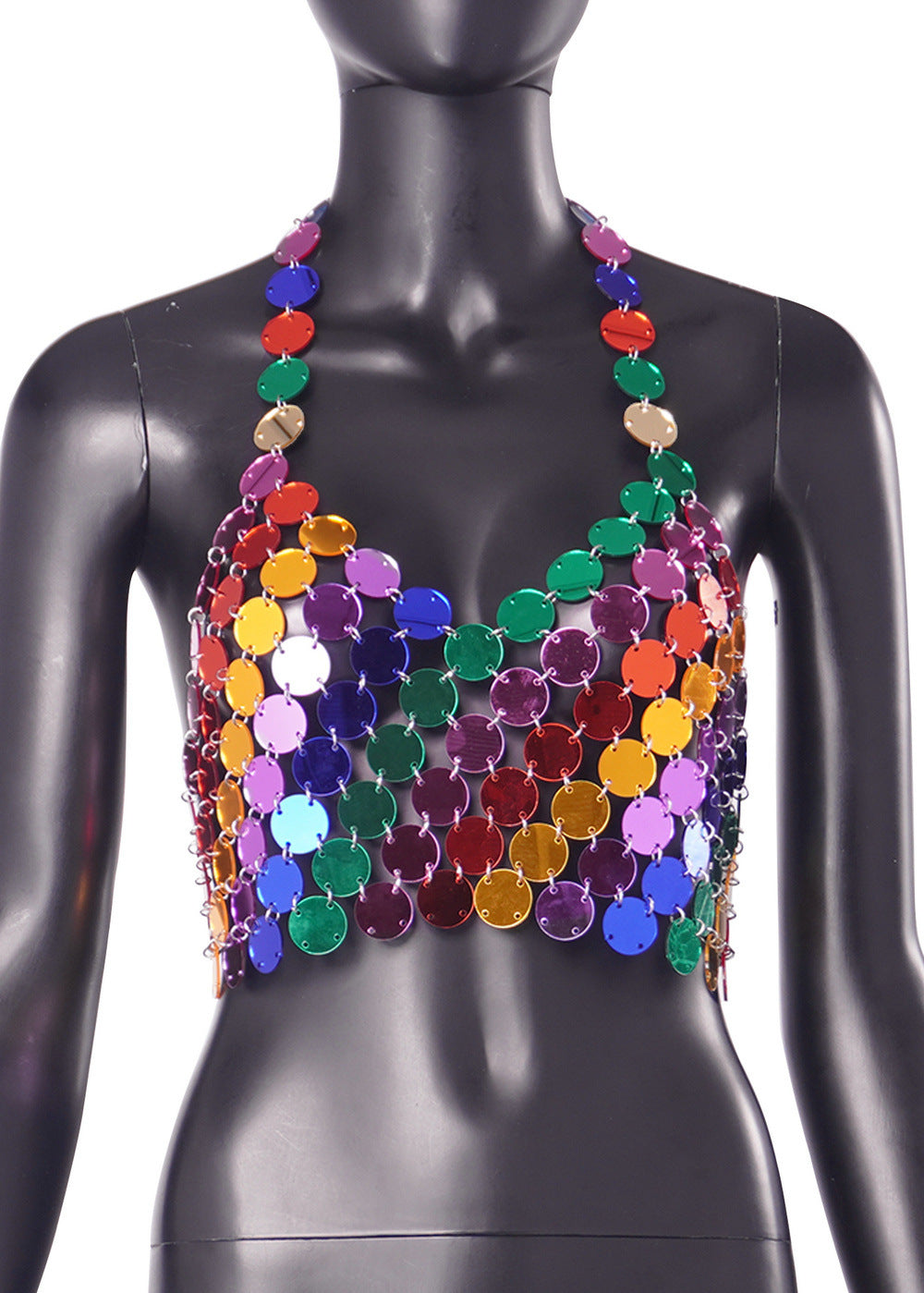 Summer Jewelry Punk Sexy Hand Stitching Acrylic Camisole