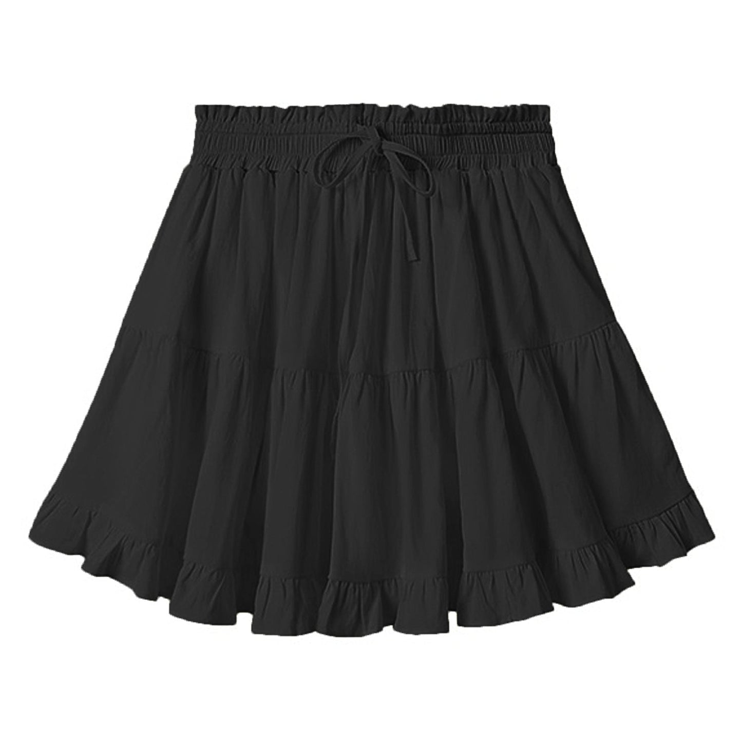 Women Clothing Drawstring Lace Skirt High Waist Elastic Pantskirt Beach All Matching Skirt Women