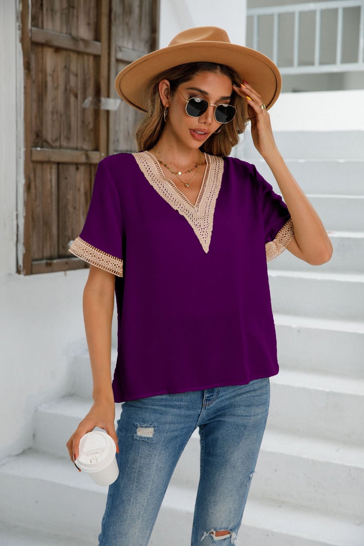 Women Clothing Popular V Neck Shirt Women Shirt Top