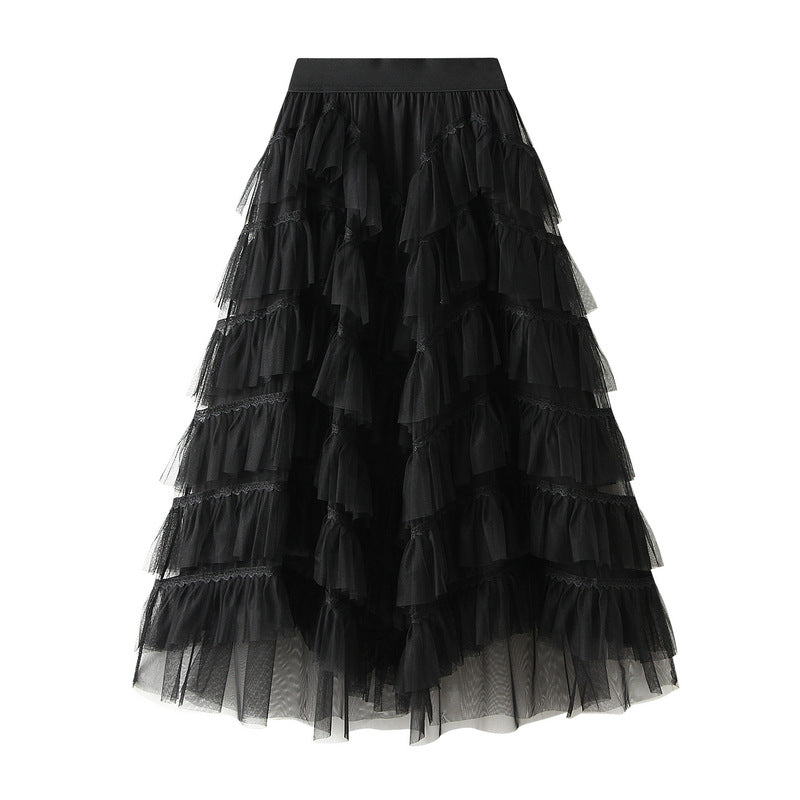 Design Gauze Skirt Layers of Mesh Tiered Dress Skirt Women Dance Skirt Puffy Long Skirt