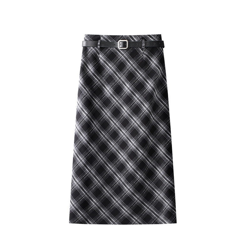 Retro Red Pattern Skirt Women Fall High Waist Slit Hip Skirt Mid Length Straight One Step Skirt