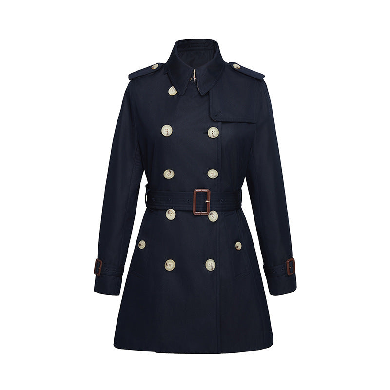 Spring Autumn Mid Length Waterproof Anti Wrinkle Trench Coat Women