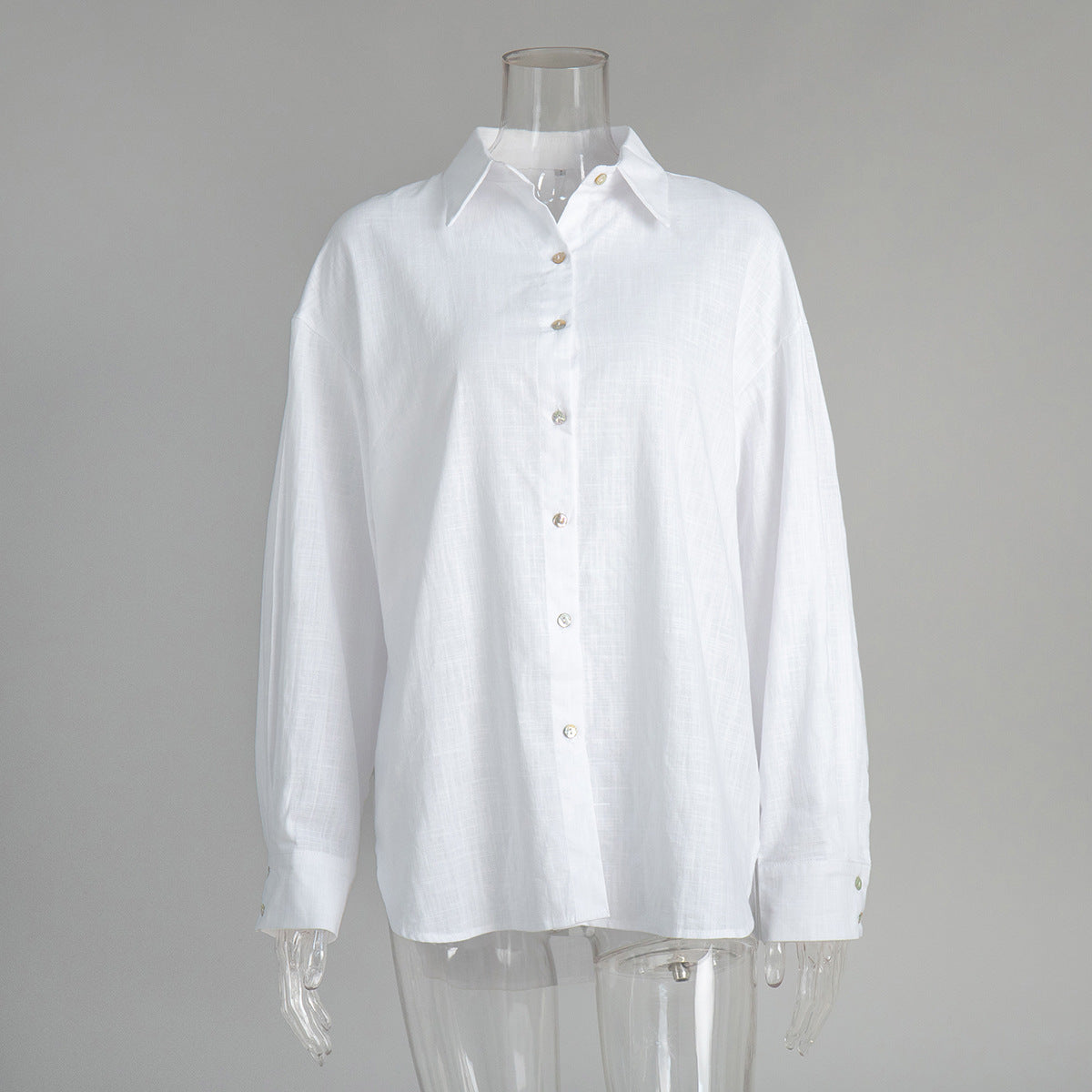 Casual Shirt Spring Summer All Matching Lazy Casual Solid Color Simple Loose Shirt