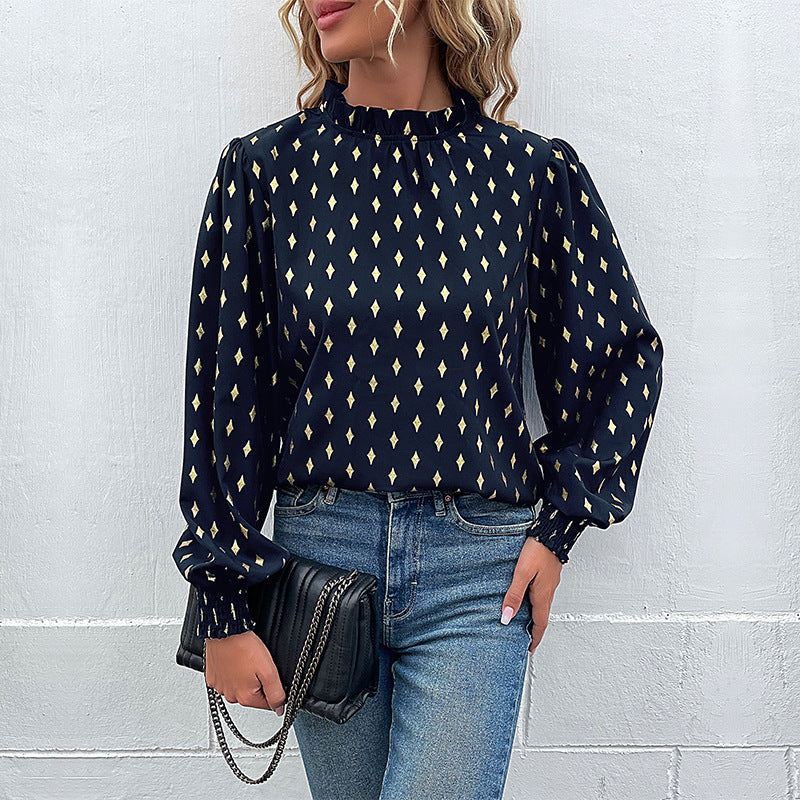 Autumn Clothing Long Sleeve Bronzing Shirt Women