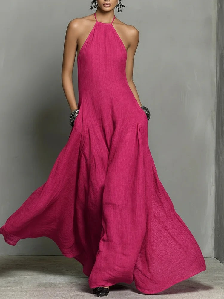 Summer Lady Sexy Minimalist Halter Backless Dress
