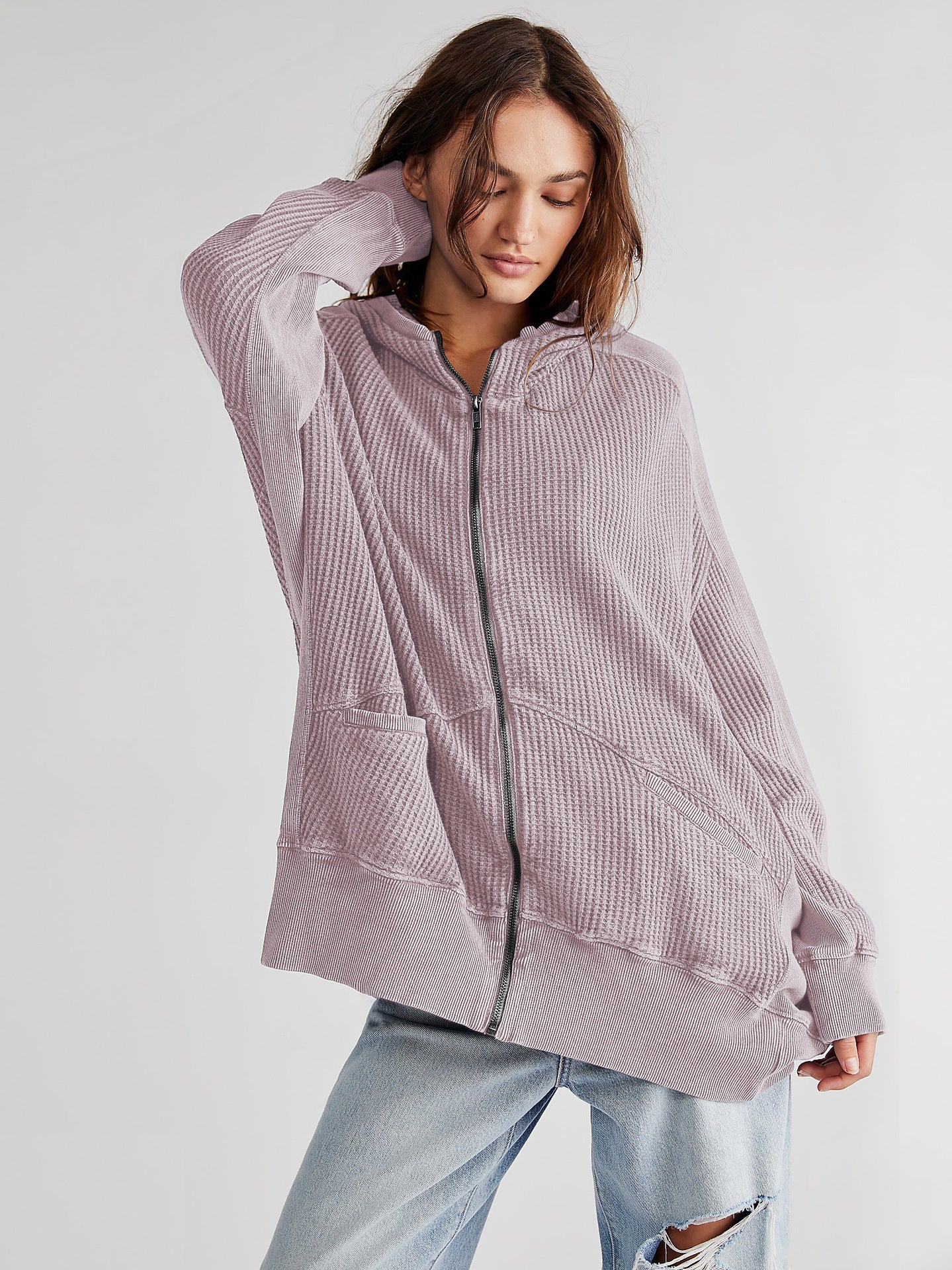 Cardigan Zipper Sweatshirt Home Wear Women Outerwear Hoodie Long Coat