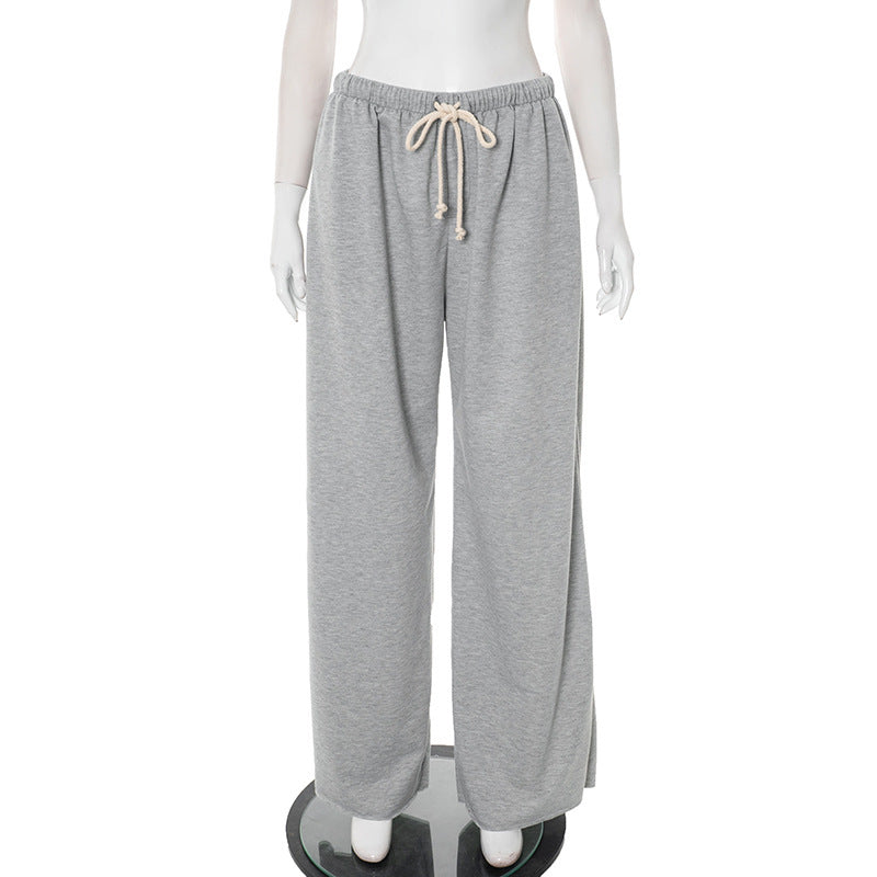 Women Clothing Summer Solid Color Loose Casual Elastic Waist Trousers