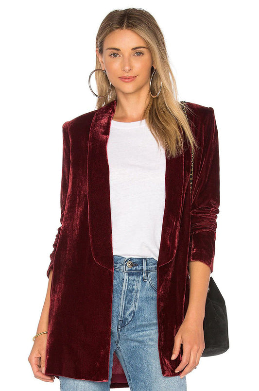 Pleuche Blazer Women Coat Slim Simple Casual All-Match Coat Outerwear