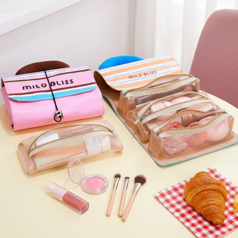 Large Foldable Detachable Toiletry Bag – Premium Portable Travel Cosmetic Case, Women’s Makeup Organizer