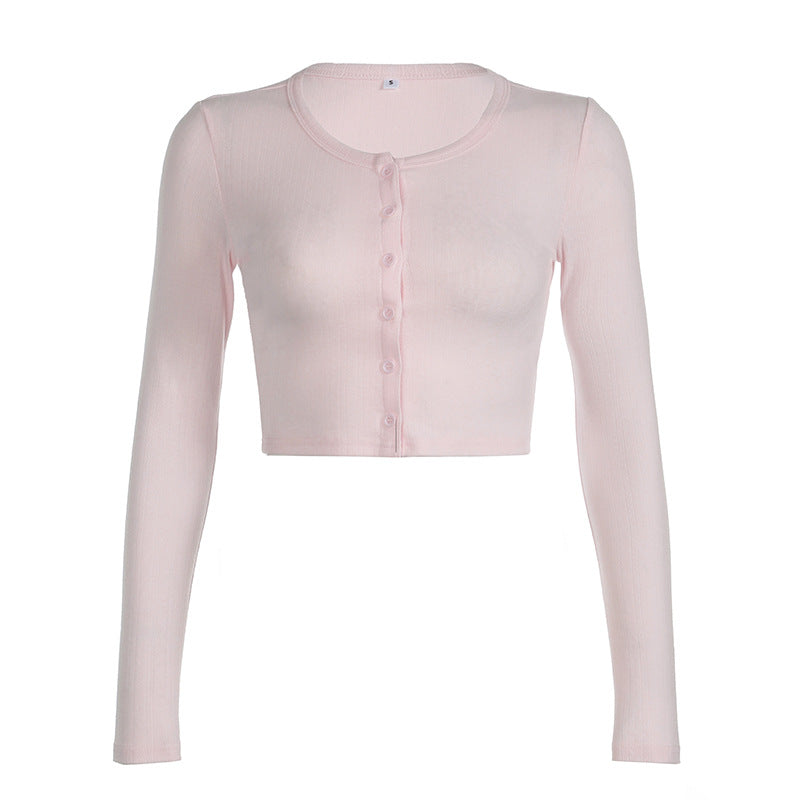 Casual Knitted Basic Breasted Long Sleeve Top Elastic Trousers Two Piece Pajamas Homewear