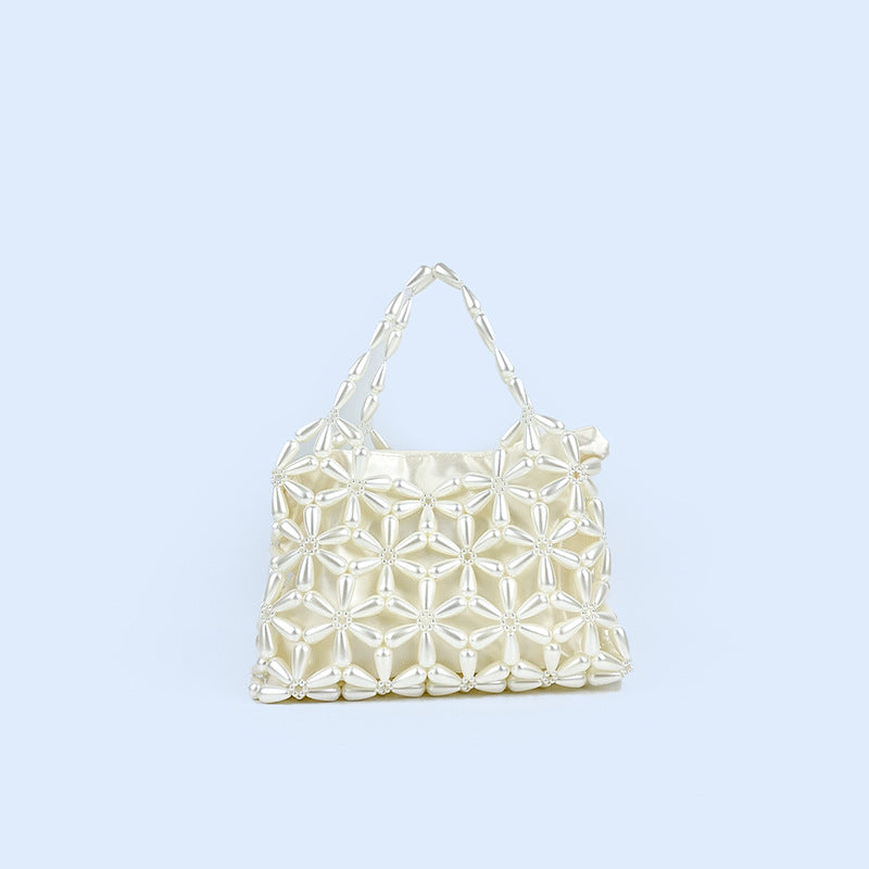 All Matching Pearl Hollowed out Handbag Special Interest Design Handmade Beaded Bag