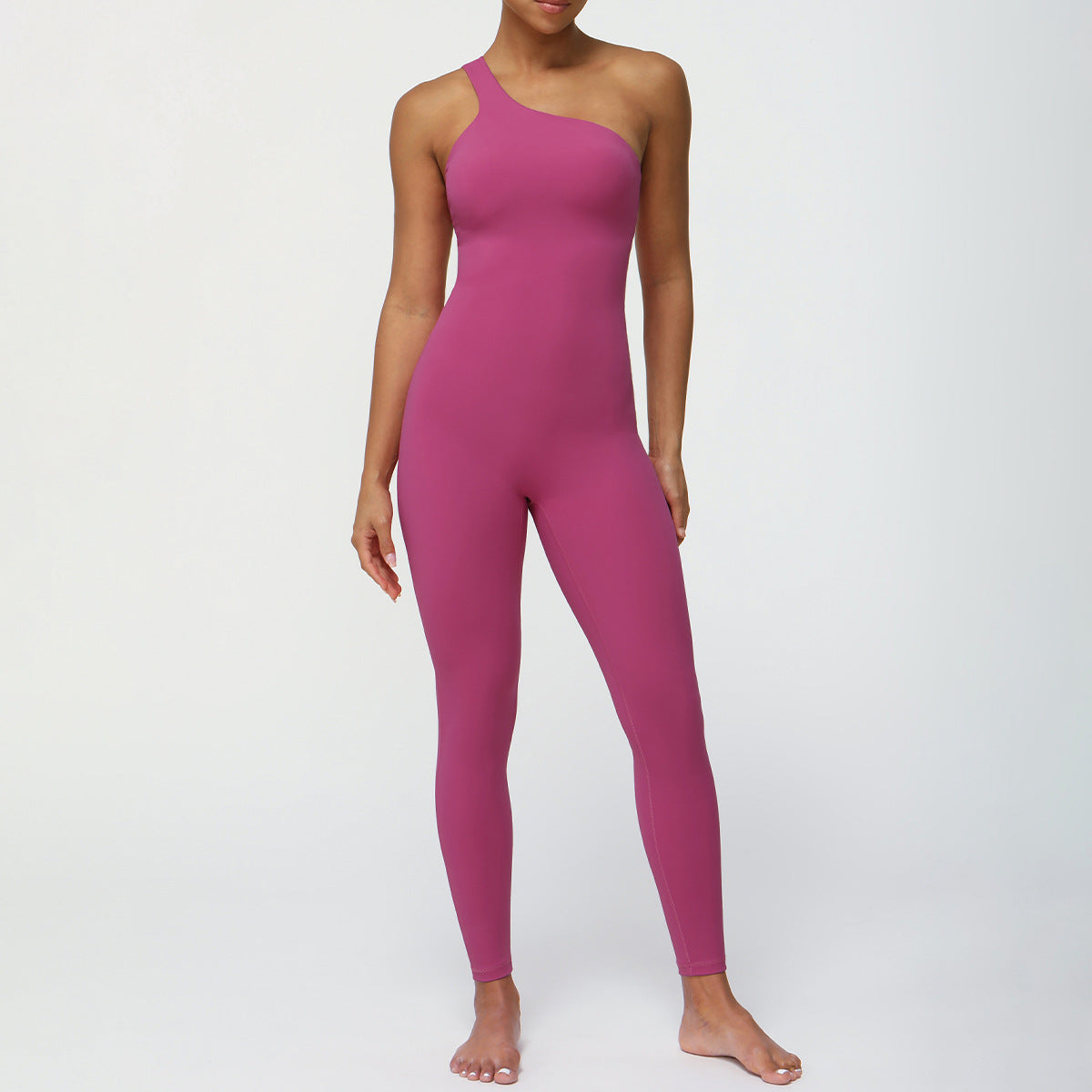Oblique Shoulder Sexy Jumpsuit with Chest Pad Non Stitching One Piece Yoga Clothes Belly Contracting Hip Lifting Fitness Clothes