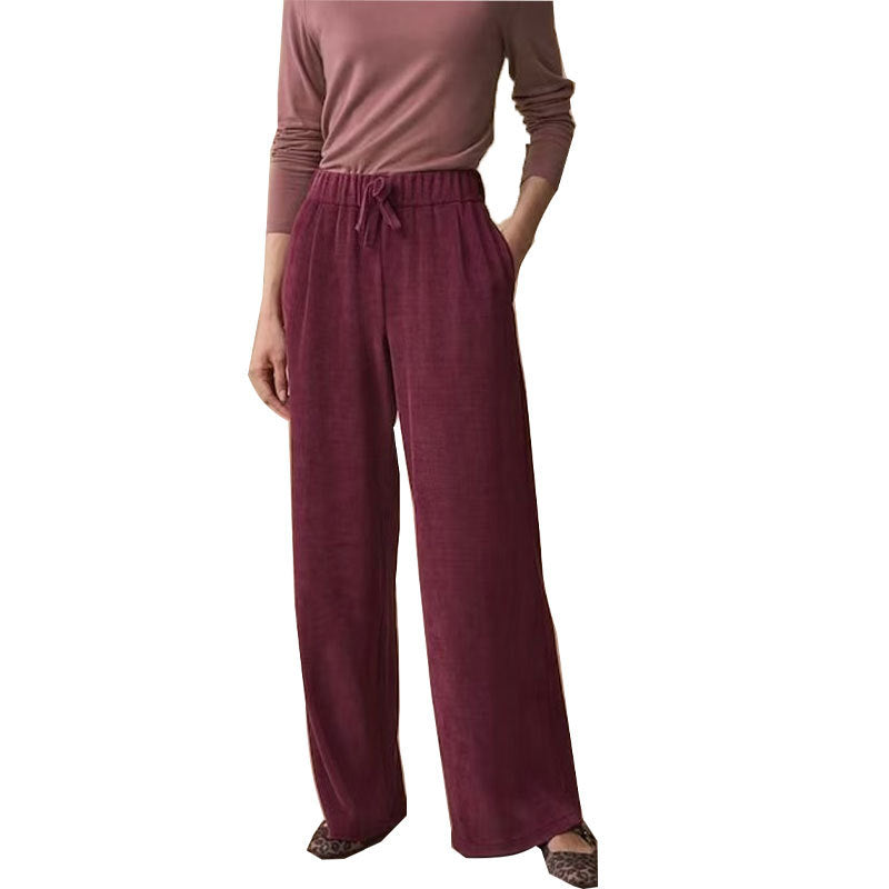 Women Solid Color Wide Casual Pants