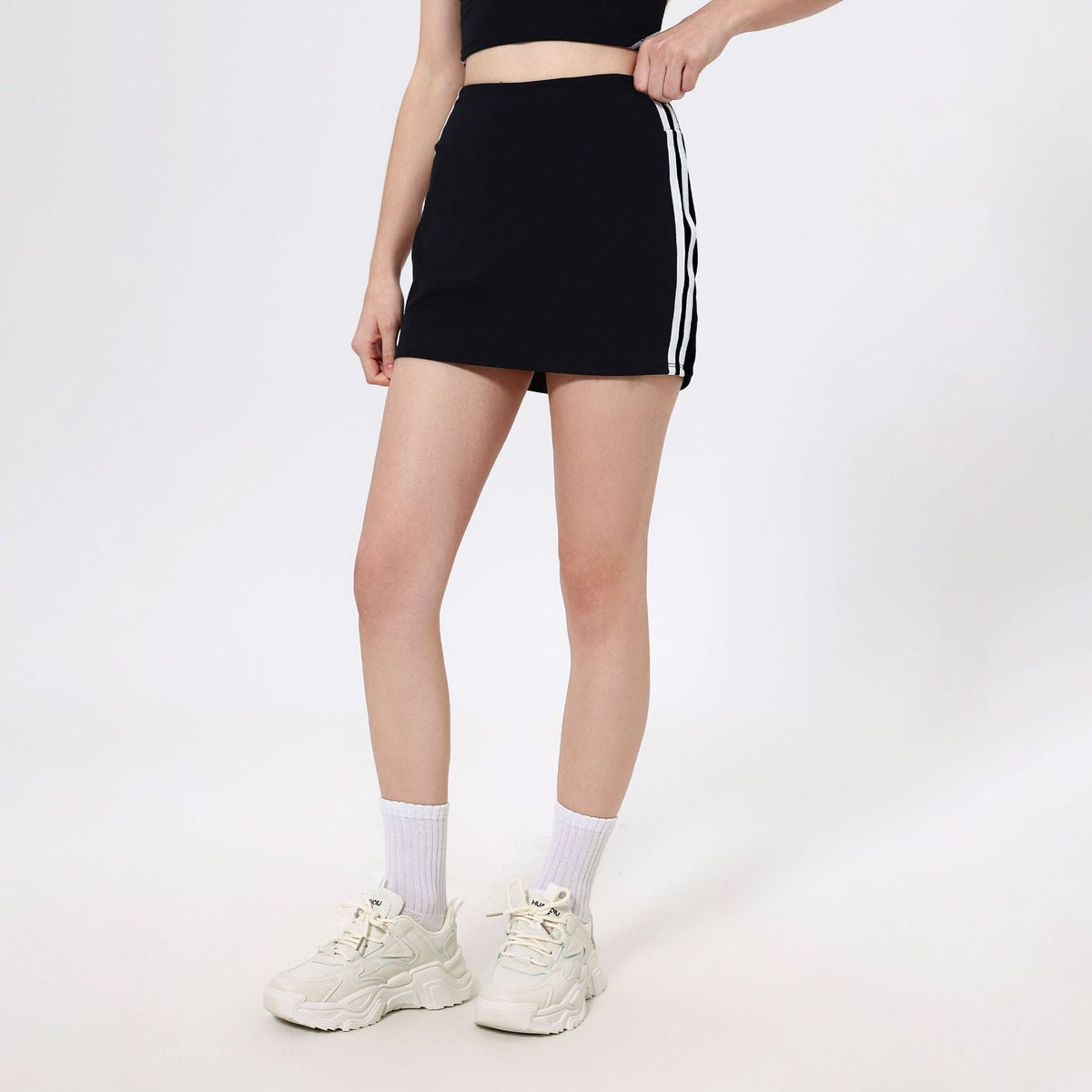Contrast Color High Waist Running Sports Short Skirt Women Faux Two Piece Anti Exposure Badminton Tennis Skirt Fitness Pants Yoga Skirt
