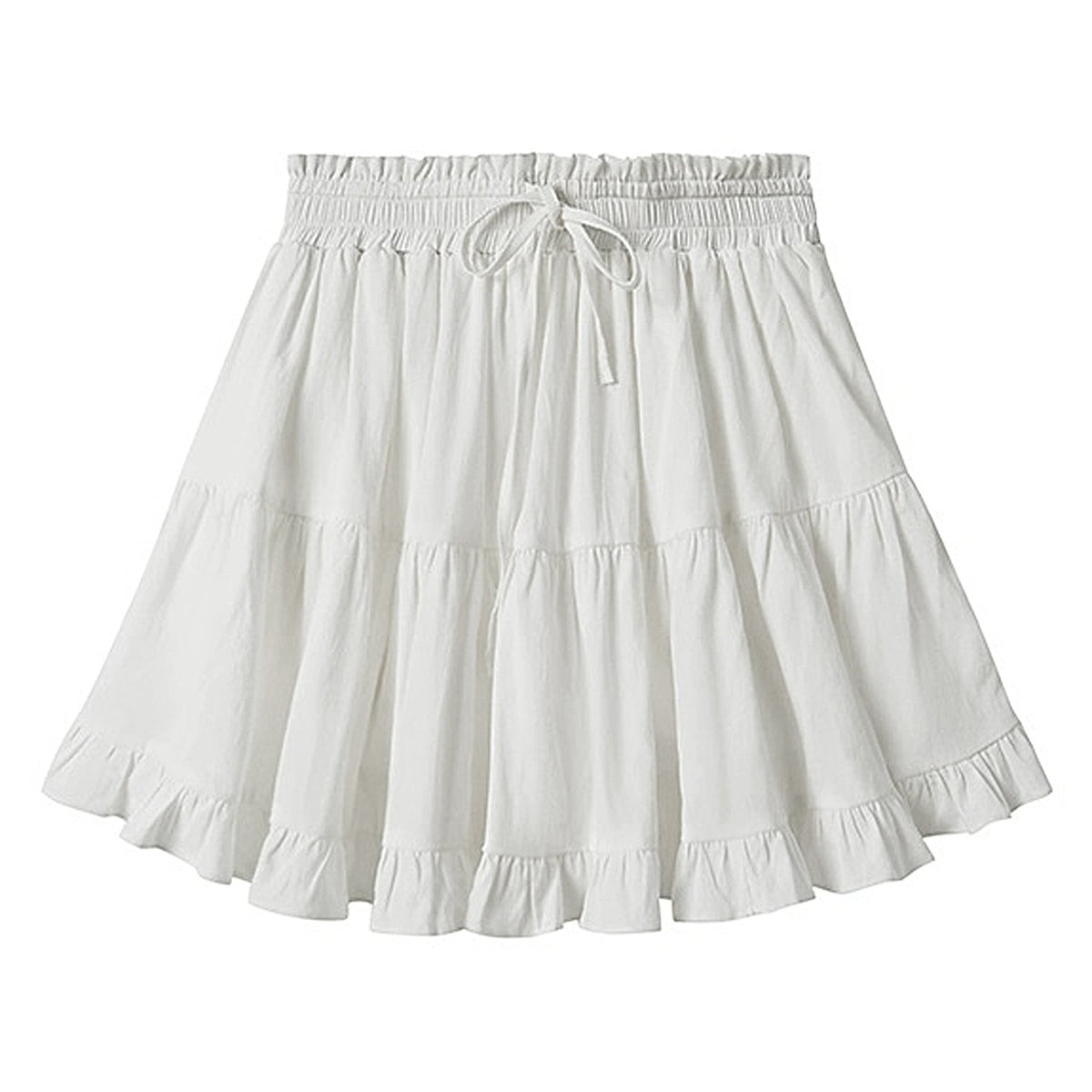 Women Clothing Drawstring Lace Skirt High Waist Elastic Pantskirt Beach All Matching Skirt Women