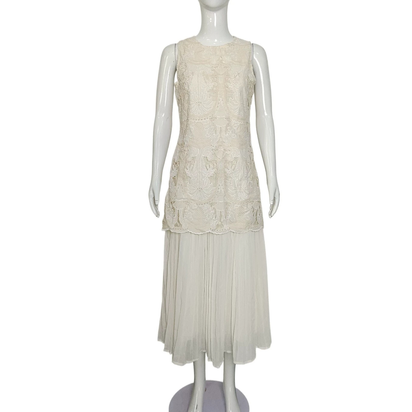 French Heavy Industry Jacquard Embroidery Faux Two Piece Sleeveless Dress Women Niche Design Pleated Midi Dress Summer