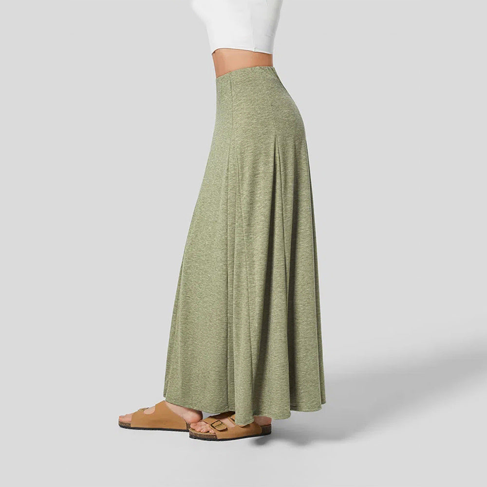 Casual Design Stitching Large Swing Knitted Draping Loose Skirt