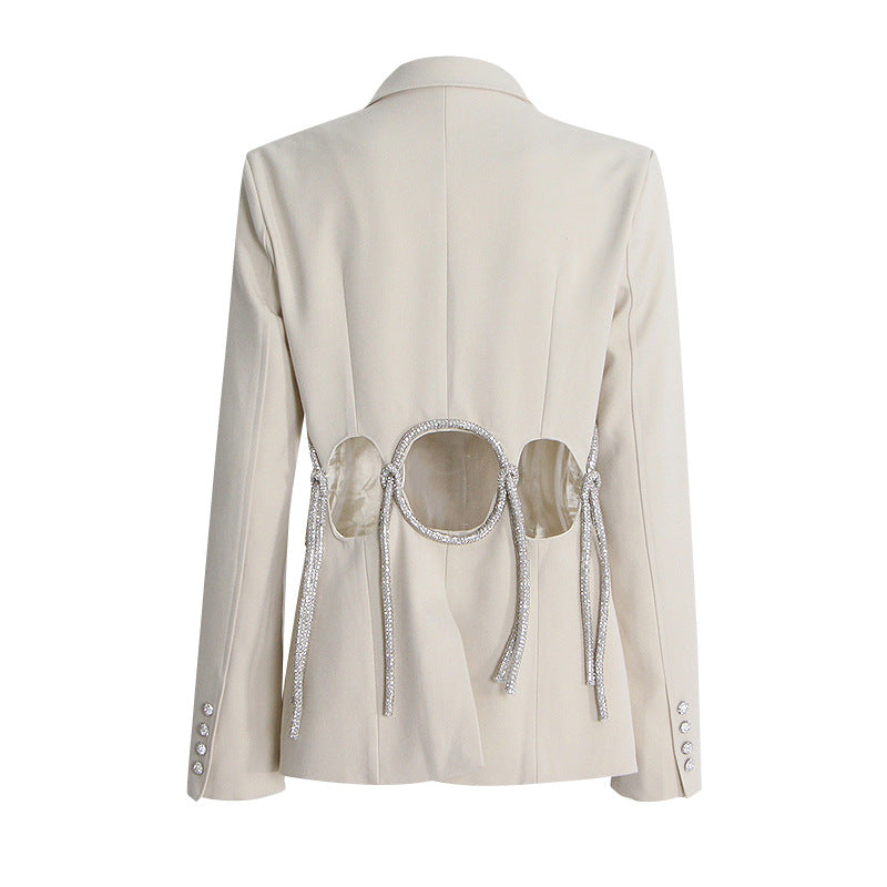 Small Waist Tight Slimming Blazer Hollowed out Cropped Outfit Design Slim Fit Coat for Women