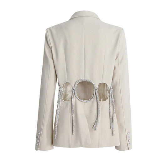 Small Waist Tight Slimming Blazer Hollowed out Cropped Outfit Design Slim Fit Coat for Women