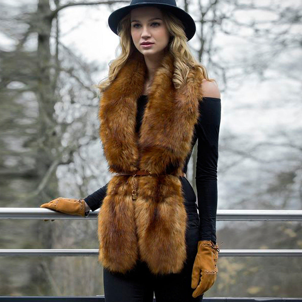 Faux Fur Fox Fur Long Scarf Shawl Fur Collar