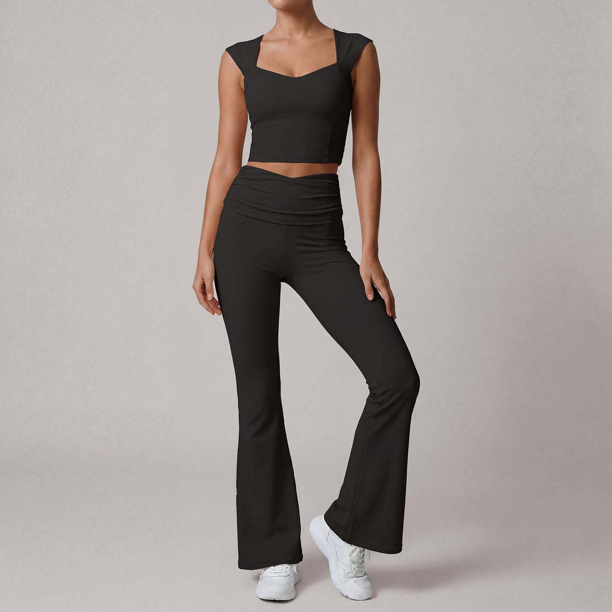 Sports Women Summer Padded Vest Training Pilates Bootcut Trousers Fitness Set Yoga Clothes