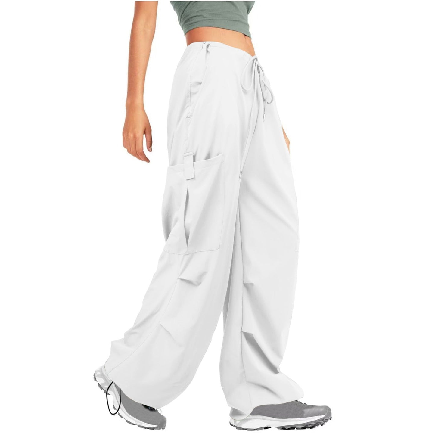 Women Clothing Solid Color Drawstring Casual Loose Sports Overalls