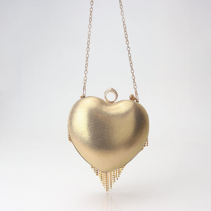 Fringed Rhinestone Bag, Birthday Party purse, Heart Shape Dinner Bag evening Clutch Purse Party, Prom Bag, Party Purse, Prom Bags Clutch, Wedding Purse Crossbody Chain
