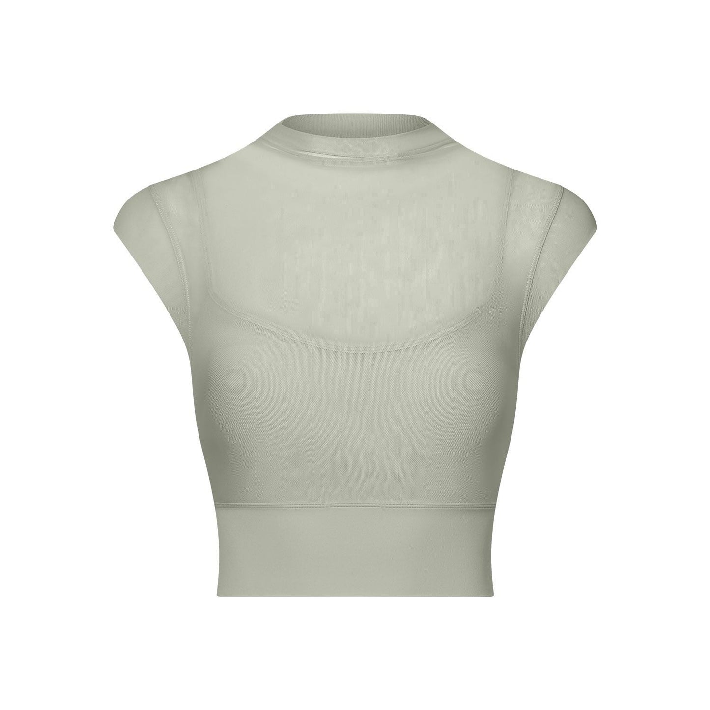 Sexy Mesh Yoga Clothes Flounced Sleeve Running Quick Drying Sports Bra with Chest Pad One Piece Cup Workout Clothes Top