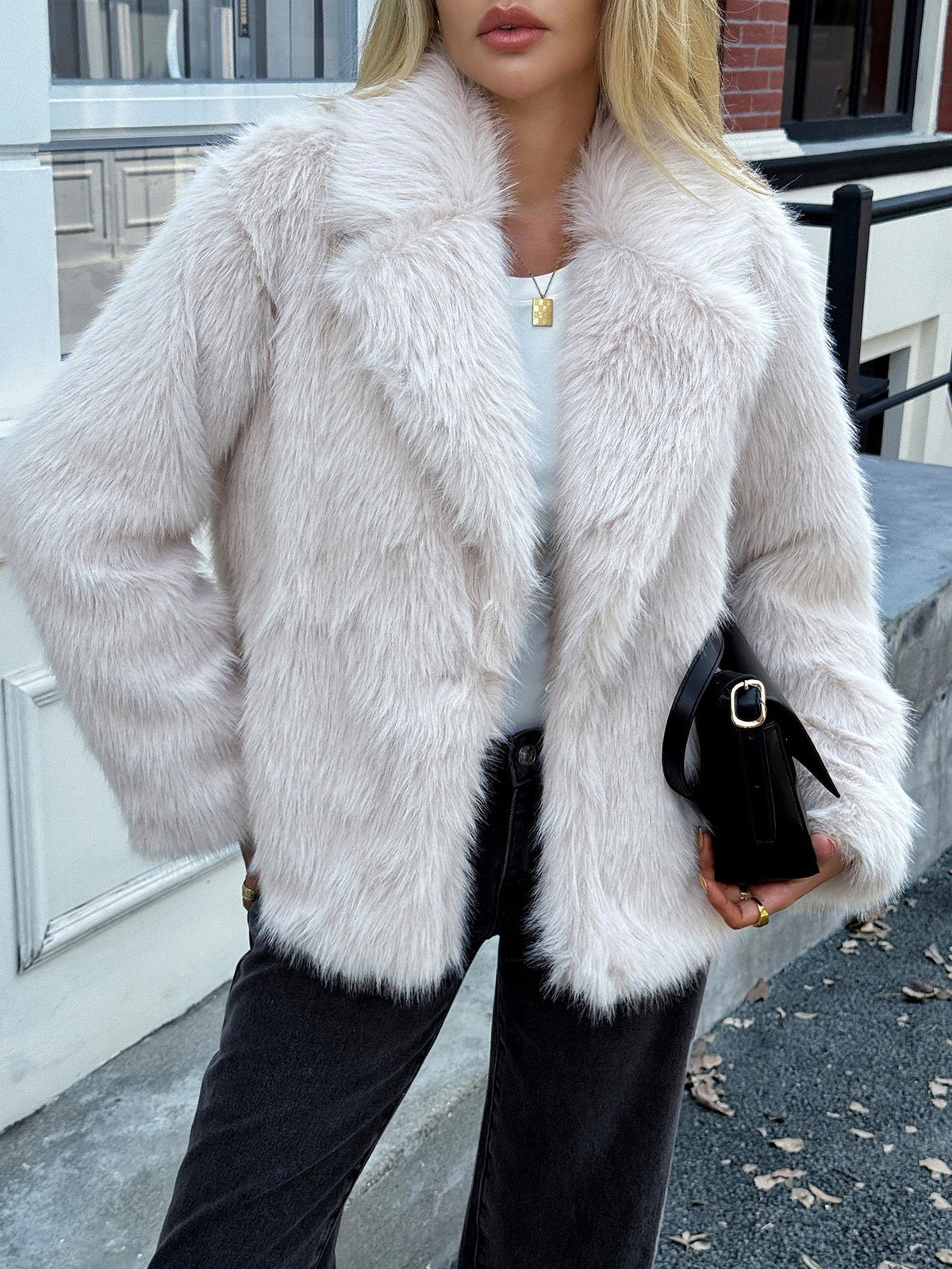 Casual Fluff Long Sleeved Coat Women Clothing Autumn Winter
