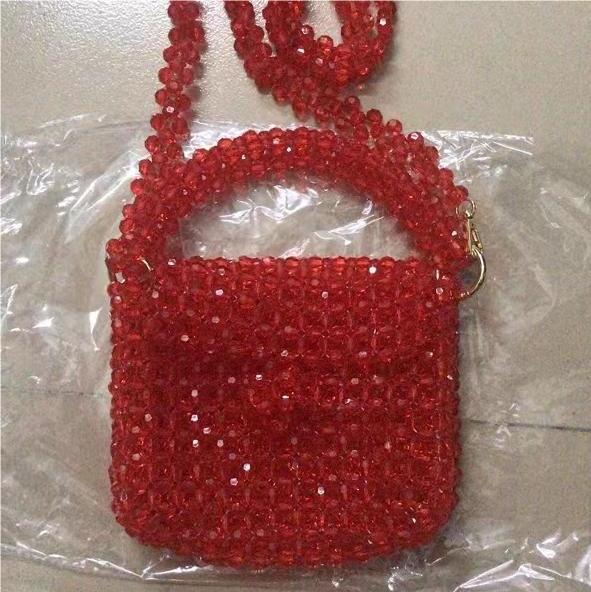 Creative Acrylic Multi Color Portable Beaded Women Bag Casual All Matching Weaving Dinner Bag