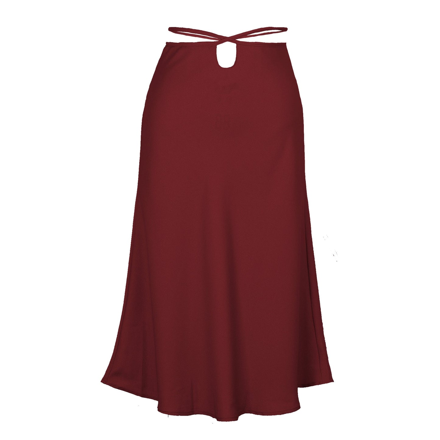 Spring Summer Solid Color Zipper Skirt Fashionable Simple Sexy Lacing Navel-Exposed Women Clothing Skirt