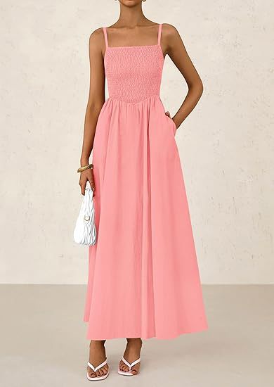 Women's Wear, Thin Shoulder Strap Pleated Vest, Suspender Pocket Dress
