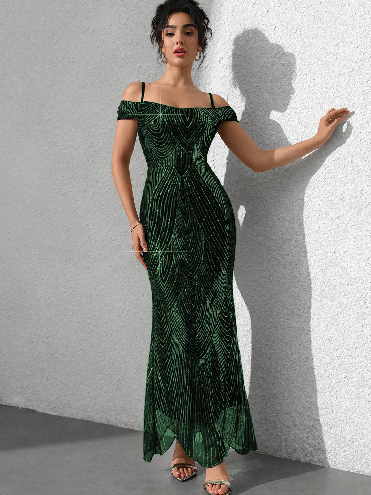 Sexy Slim Fit Sequined Dress Maxi Dress Women Clothing Prom Evening Dress