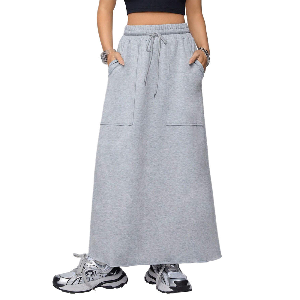 Casual Knitted Sweater Fabric Small a Swing Loose Sports Skirt